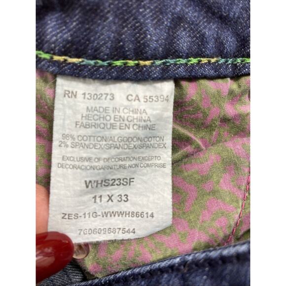 Wrangler Rock 47 Jeans Junior 11 x 33 Dark Wash Denim Stretch Straight Ultra Low - Picture 4 of 10